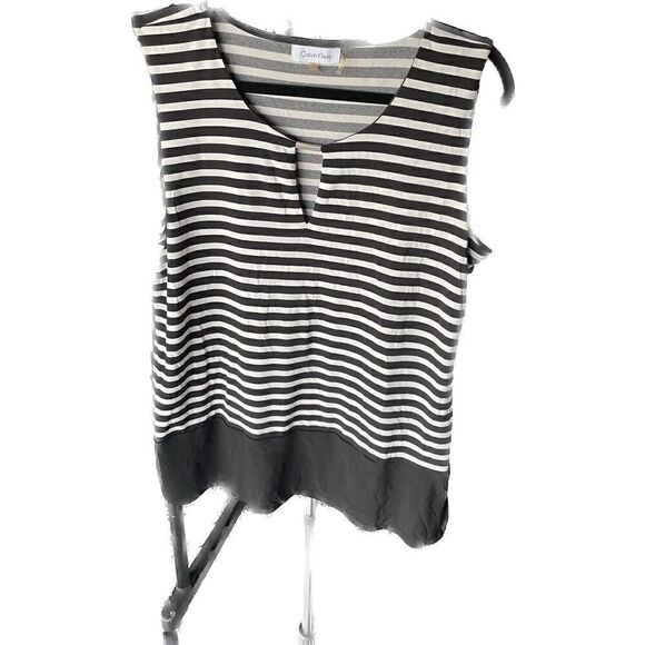 Calvin Klein Black & White Striped Shirt-LARGE - Picture 1 of 1